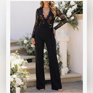 Women’s Floral Lace Jumpsuit | Size XXL | Pockets | Missing Belt!
